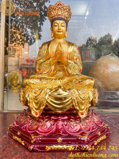 Tượng Đại Nhật Như Lai Vẽ Diện Bằng Đồng Dát Vàng