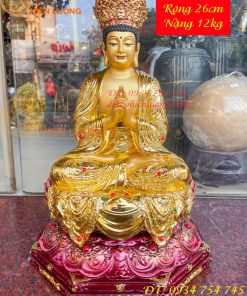 Tượng Đại Nhật Như Lai Vẽ Diện Bằng Đồng Dát Vàng