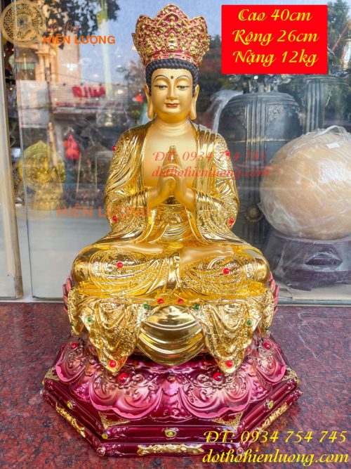Tượng Đại Nhật Như Lai Vẽ Diện Bằng Đồng Dát Vàng