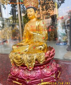 Tượng Đại Nhật Như Lai Vẽ Diện Bằng Đồng Dát Vàng