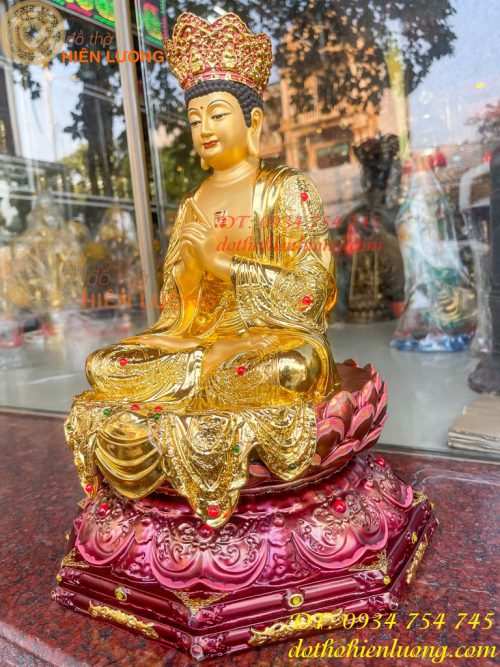 Tượng Đại Nhật Như Lai Vẽ Diện Bằng Đồng Dát Vàng