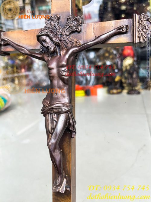 Thánh Giá Chúa Chịu Nạn Treo Tường Bằng Đồng INRI Cao 42cm