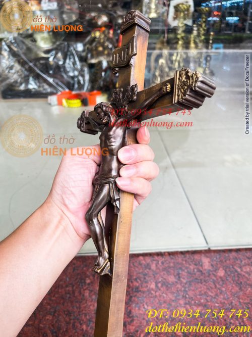 Thánh Giá Chúa Chịu Nạn Treo Tường Bằng Đồng INRI Cao 42cm