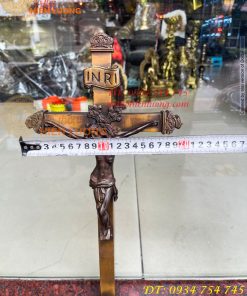 Thánh Giá Chúa Chịu Nạn Treo Tường Bằng Đồng INRI Cao 42cm