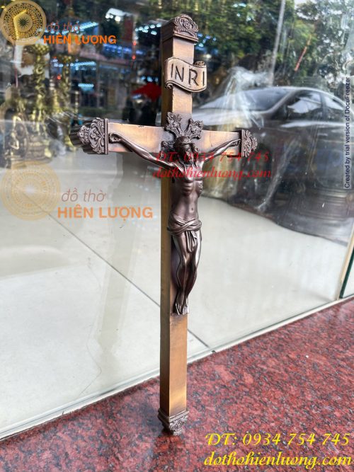 Thánh Giá Chúa Chịu Nạn Treo Tường Bằng Đồng INRI Cao 42cm