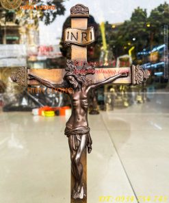 Thánh Giá Chúa Chịu Nạn Treo Tường Bằng Đồng INRI Cao 42cm