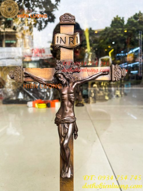 Thánh Giá Chúa Chịu Nạn Treo Tường Bằng Đồng INRI Cao 42cm