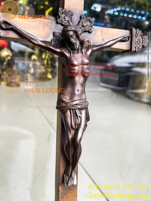 Thánh Giá Chúa Chịu Nạn Treo Tường Bằng Đồng INRI Cao 42cm