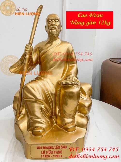 Tượng Hải Thượng Lãn Ông Bằng Đồng Ngồi Đọc Sách Cao 40cm