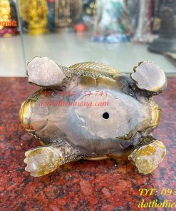 Tượng long quy cõng rắn bằng đồng phong thủy cao 15cm