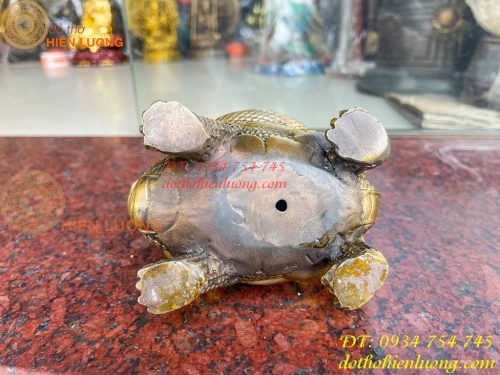 Tượng long quy cõng rắn bằng đồng phong thủy cao 15cm