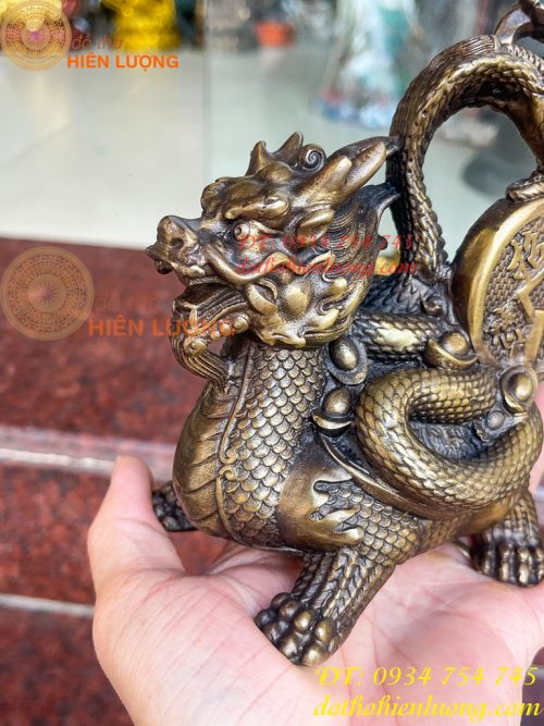 Tượng long quy cõng rắn bằng đồng phong thủy cao 15cm