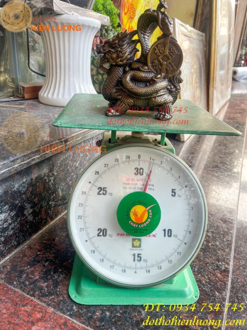 Tượng long quy cõng rắn bằng đồng phong thủy cao 15cm