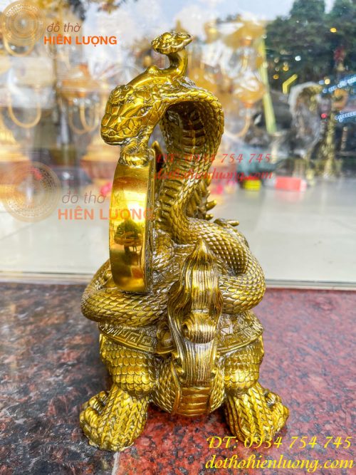 Tượng long quy cõng rắn bằng đồng phong thủy cao 15cm
