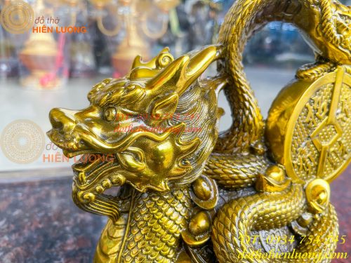 Tượng long quy cõng rắn bằng đồng phong thủy cao 15cm