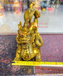Tượng long quy cõng rắn bằng đồng phong thủy cao 15cm