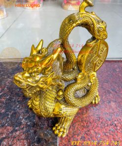 Tượng long quy cõng rắn bằng đồng phong thủy cao 15cm