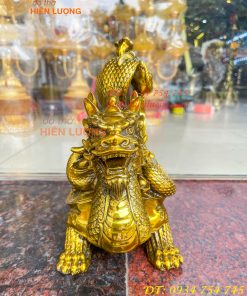 Tượng long quy cõng rắn bằng đồng phong thủy cao 15cm