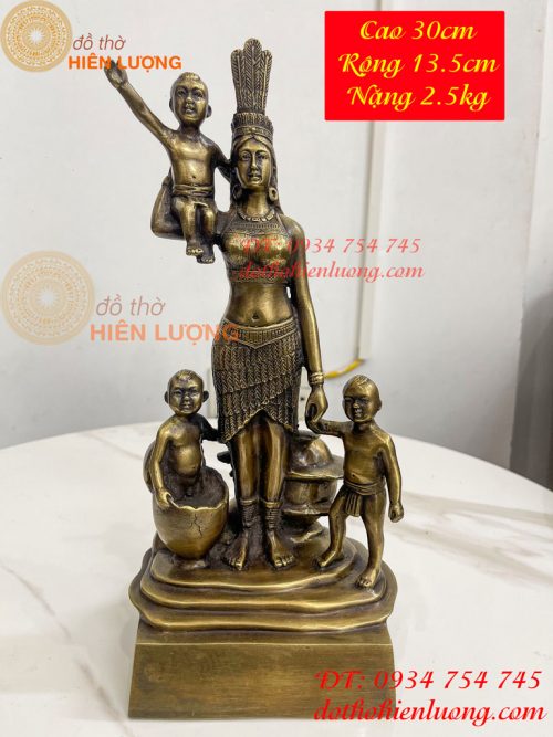 Tượng Mẹ Âu Cơ Và Trăm Trứng Bằng Đồng Cao 30cm