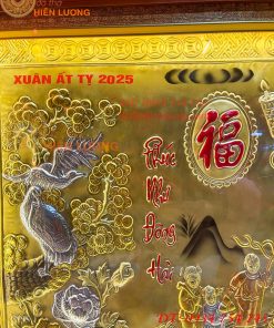 Tranh Mừng Thọ Song Thọ 74x114cm Bằng Đồng Liền Tấm Tam Khí