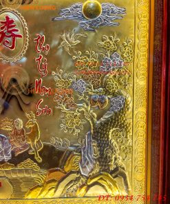 Tranh Mừng Thọ Song Thọ 74x114cm Bằng Đồng Liền Tấm Tam Khí