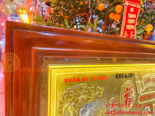 Tranh Mừng Thọ Song Thọ 74x114cm Bằng Đồng Liền Tấm Tam Khí