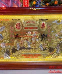 Tranh Mừng Thọ Song Thọ 74x114cm Bằng Đồng Liền Tấm Tam Khí