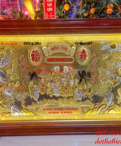 Tranh Mừng Thọ Song Thọ 74x114cm Bằng Đồng Liền Tấm Tam Khí