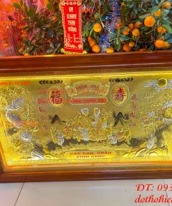 Tranh Mừng Thọ Song Thọ 74x114cm Bằng Đồng Liền Tấm Tam Khí