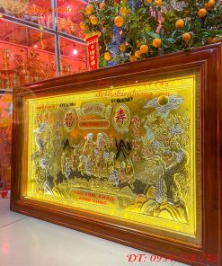 Tranh Mừng Thọ Song Thọ 74x114cm Bằng Đồng Liền Tấm Tam Khí