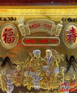 Tranh Mừng Thọ Song Thọ 74x114cm Bằng Đồng Liền Tấm Tam Khí