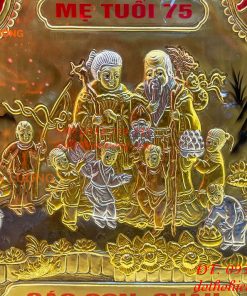 Tranh Mừng Thọ Song Thọ 74x114cm Bằng Đồng Liền Tấm Tam Khí