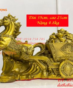 Tượng Ngựa Kéo Xe Tiền Cỡ Đại Bằng Đồng Dài 40cm