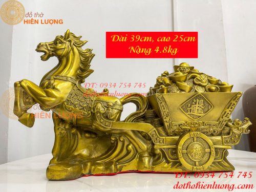 Tượng Ngựa Kéo Xe Tiền Cỡ Đại Bằng Đồng Dài 40cm