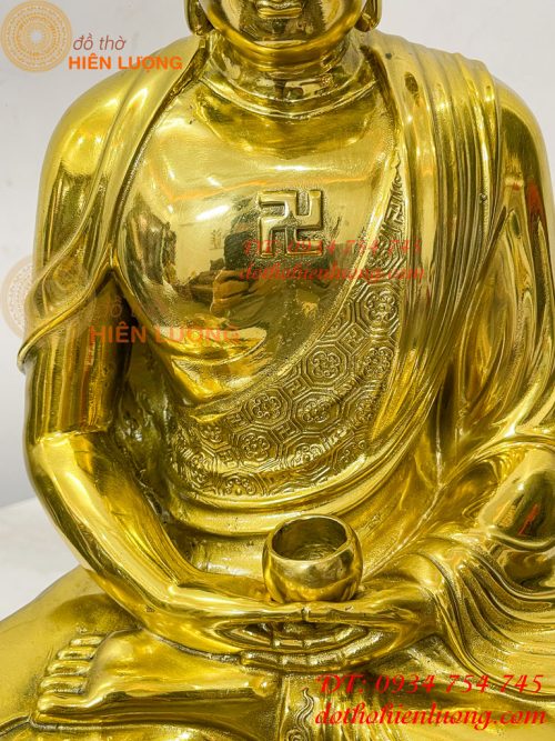 Tượng phật adida bằng đồng vàng đánh bóng cao 40cm