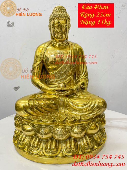 Tượng phật adida bằng đồng vàng đánh bóng cao 40cm