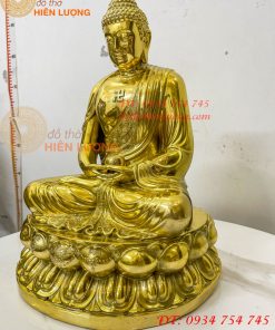 Tượng phật adida bằng đồng vàng đánh bóng cao 40cm