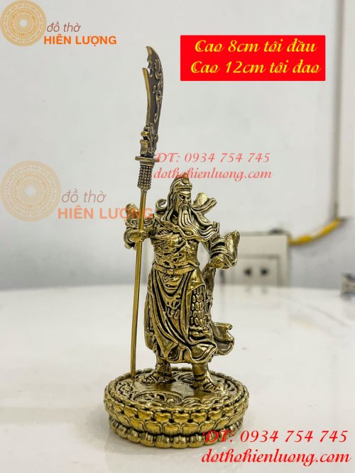Tượng quan công mini bằng đồng phong thủy cao 8,5cm
