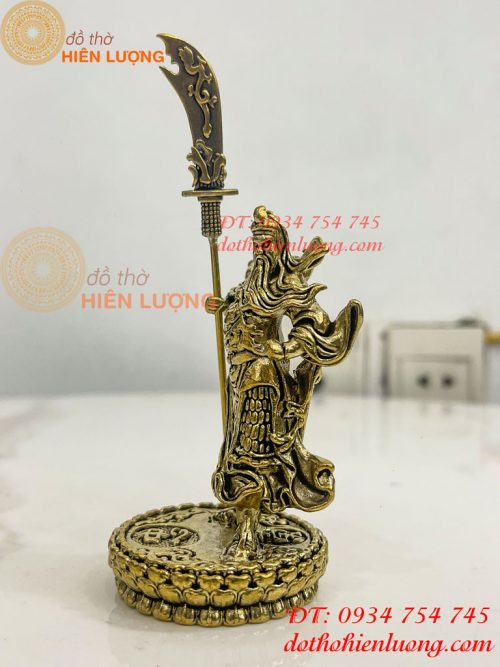 Tượng quan công mini bằng đồng phong thủy cao 8,5cm