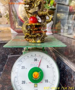 Tượng Rồng Dâng Ngọc Bằng Đồng Vàng Cao 20cm 3