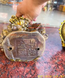 Tượng Rồng Dâng Ngọc Bằng Đồng Vàng Cao 20cm 4