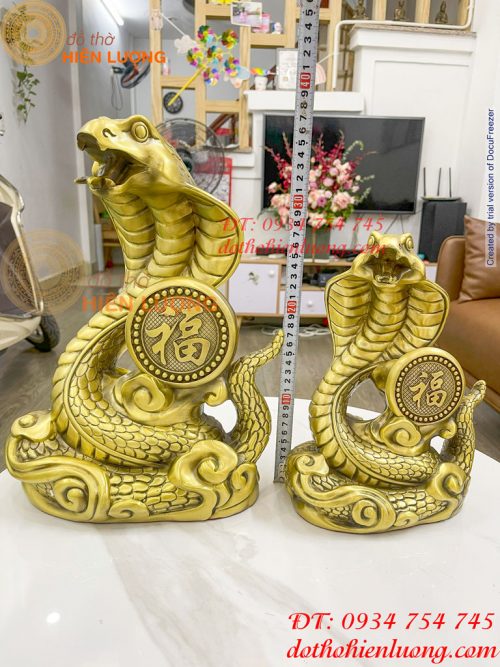 Tượng rắn chữ Phúc bằng đồng 2 cỡ