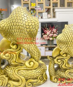 Tượng rắn hổ mang ôm chữ Phúc bằng đồng 2 cỡ