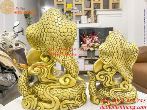 Tượng rắn hổ mang ôm chữ Phúc bằng đồng 2 cỡ