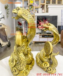 Tượng rắn hổ mang ôm chữ Phúc bằng đồng 2 cỡ