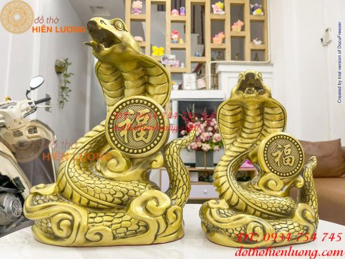 Tượng rắn ôm chữ Phúc bằng đồng 2 cỡ