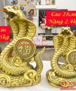 Tượng rắn cuộn chữ Phúc bằng đồng 2 cỡ
