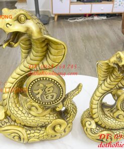 Tượng rắn chữ Phúc bằng đồng vàng 2 cỡ