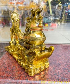 Tượng rắn kéo xe hũ vàng bằng đồng phong thủy Cao 23cm