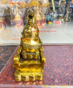 Tượng rắn kéo xe hũ vàng bằng đồng phong thủy Cao 23cm